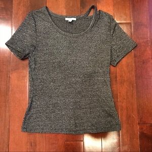 Charlotte Russe Grey Ribbed Cutout Shirt Top